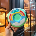 New Summer Cute Donut Ice Cream Water Bottle With Straw Creative Square Watermelon Cup Portable Leakproof Bottle Stevvex