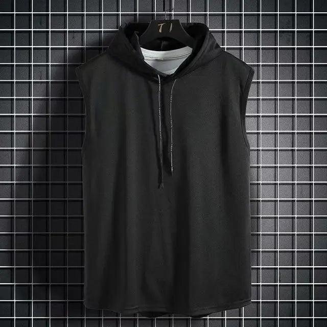New Summer Men's Muscle Hoodie Vest Sleeveless Bodybuilding Gym Workout Fitness Shirt Summer Men's Running Vest Compression Tights Gym Tank Tops Quick Dry Sleeveless Sports Shirt Men Fitness Tanks Stevvex