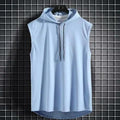 New Summer Men's Muscle Hoodie Vest Sleeveless Bodybuilding Gym Workout Fitness Shirt Summer Men's Running Vest Compression Tights Gym Tank Tops Quick Dry Sleeveless Sports Shirt Men Fitness Tanks Stevvex