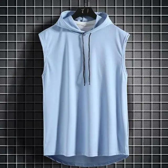 New Summer Men's Muscle Hoodie Vest Sleeveless Bodybuilding Gym Workout Fitness Shirt Summer Men's Running Vest Compression Tights Gym Tank Tops Quick Dry Sleeveless Sports Shirt Men Fitness Tanks Stevvex