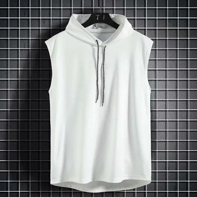 New Summer Men's Muscle Hoodie Vest Sleeveless Bodybuilding Gym Workout Fitness Shirt Summer Men's Running Vest Compression Tights Gym Tank Tops Quick Dry Sleeveless Sports Shirt Men Fitness Tanks Stevvex