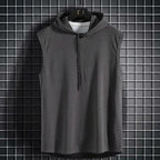 New Summer Men's Muscle Hoodie Vest Sleeveless Bodybuilding Gym Workout Fitness Shirt Summer Men's Running Vest Compression Tights Gym Tank Tops Quick Dry Sleeveless Sports Shirt Men Fitness Tanks Stevvex