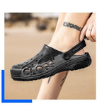 New Summer Shoes For Men Blue Clogs Painted Garden Shoes Breathable Beach Flat Sandals Garden Clogs Classic Mules Anti-Skid Rubber Sole Slip On Summer Clogs Stevvex