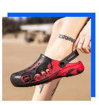 New Summer Shoes For Men Blue Clogs Painted Garden Shoes Breathable Beach Flat Sandals Garden Clogs Classic Mules Anti-Skid Rubber Sole Slip On Summer Clogs Stevvex