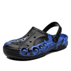 New Summer Shoes For Men Blue Clogs Painted Garden Shoes Breathable Beach Flat Sandals Garden Clogs Classic Mules Anti-Skid Rubber Sole Slip On Summer Clogs Stevvex