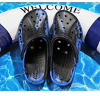 New Summer Shoes For Men Blue Clogs Painted Garden Shoes Breathable Beach Flat Sandals Garden Clogs Classic Mules Anti-Skid Rubber Sole Slip On Summer Clogs Stevvex