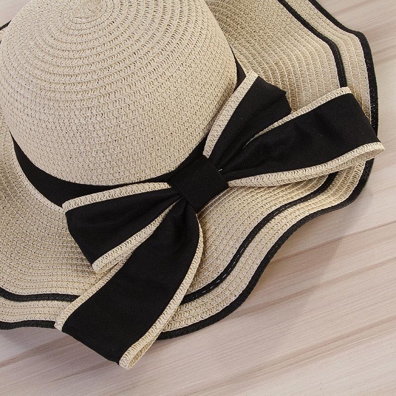New Summer Women's Beach Hat Wide Side Female  Summer Women's Beach Hat Female Unique Luxury Bowknot Design Sun Hat Casual Hat Lady Classic Flat Straw Hat Women Fedora Hat Ideal Gift 54-58cm Stevvex