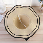 New Summer Women's Beach Hat Wide Side Female  Summer Women's Beach Hat Female Unique Luxury Bowknot Design Sun Hat Casual Hat Lady Classic Flat Straw Hat Women Fedora Hat Ideal Gift 54-58cm Stevvex