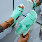 New Summer Women Sandals Shoes Blue Casual Woman Flats Buckle Strap Fashion Beach Shoe Modern Slide Square Open Toe One Band Cute Slip On Flat Dressy Casual Summer Sandals Stevvex