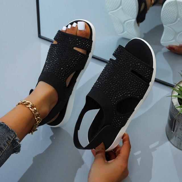 New Summer Women Sandals Shoes Blue Casual Woman Flats Buckle Strap Fashion Beach Shoe Modern Slide Square Open Toe One Band Cute Slip On Flat Dressy Casual Summer Sandals Stevvex