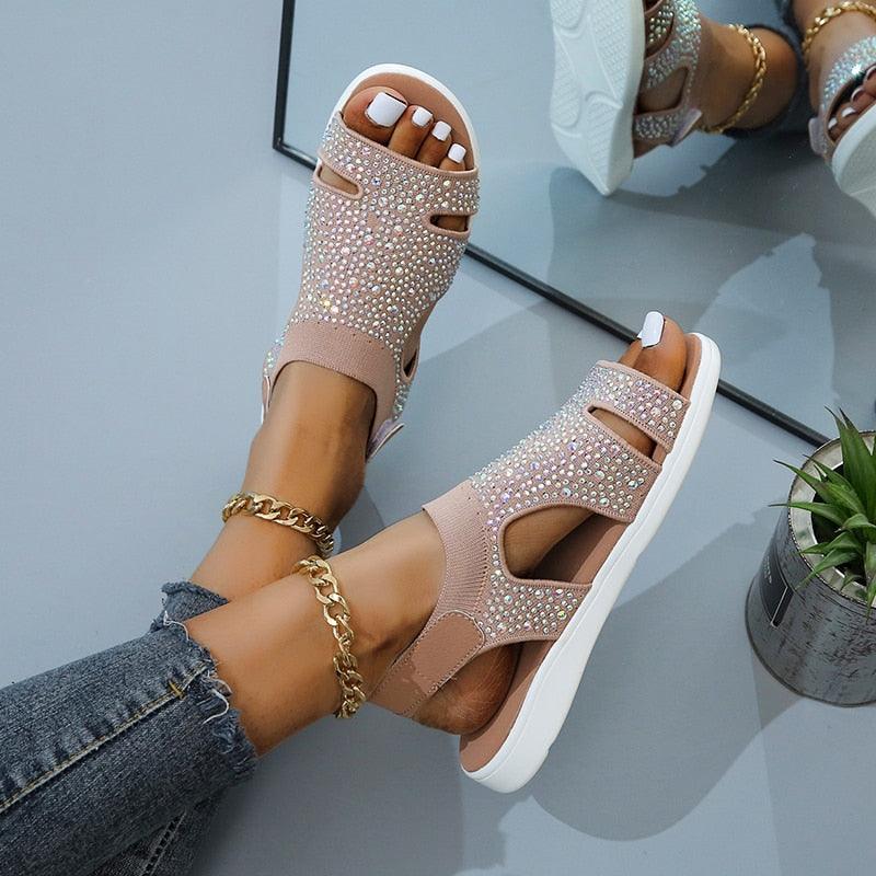 New Summer Women Sandals Shoes Blue Casual Woman Flats Buckle Strap Fashion Beach Shoe Modern Slide Square Open Toe One Band Cute Slip On Flat Dressy Casual Summer Sandals Stevvex