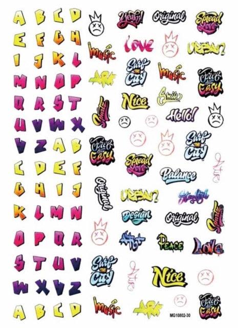 New Super Thin Self-Adhesive  Letter 3d Nail Decal Stickers Manicure Nail Art Decoration Accessories Holographic Old English Character Nail Self-Adhesive Sticker English Font Design Manicure Design Water Sliders Decorations Accessories Stevvex