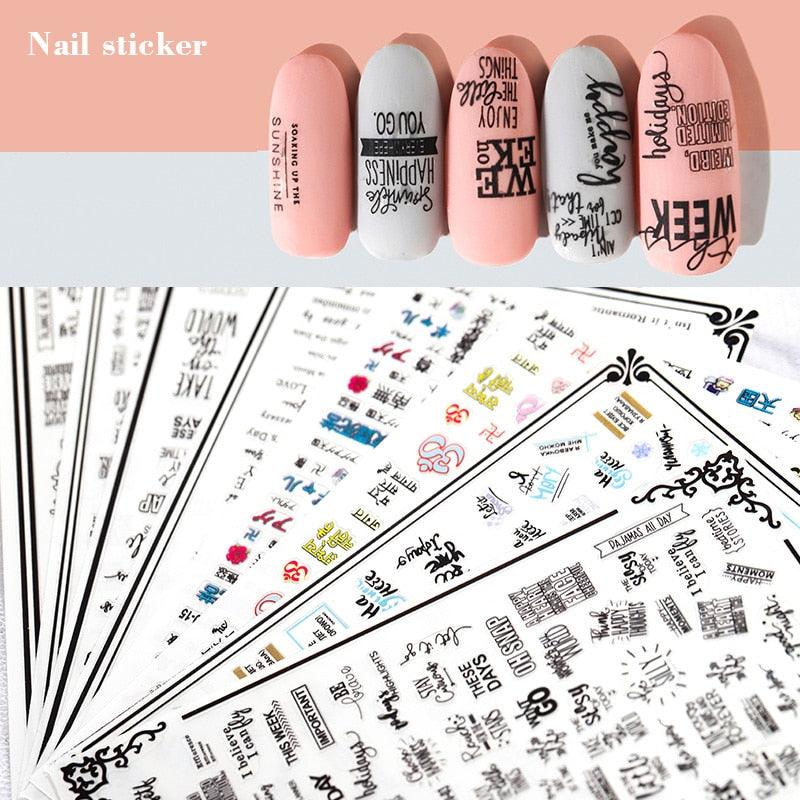 New Super Thin Self-Adhesive  Letter 3d Nail Decal Stickers Manicure Nail Art Decoration Accessories Holographic Old English Character Nail Self-Adhesive Sticker English Font Design Manicure Design Water Sliders Decorations Accessories Stevvex