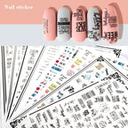 New Super Thin Self-Adhesive  Letter 3d Nail Decal Stickers Manicure Nail Art Decoration Accessories Holographic Old English Character Nail Self-Adhesive Sticker English Font Design Manicure Design Water Sliders Decorations Accessories Stevvex