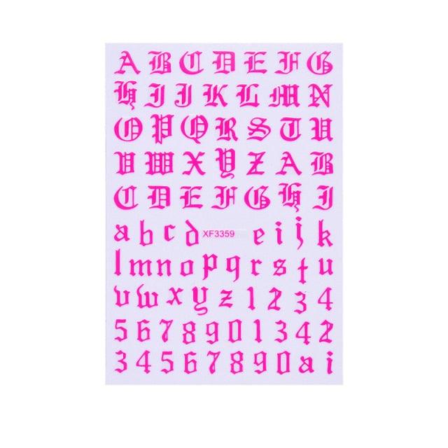 New Super Thin Self-Adhesive  Letter 3d Nail Decal Stickers Manicure Nail Art Decoration Accessories Holographic Old English Character Nail Self-Adhesive Sticker English Font Design Manicure Design Water Sliders Decorations Accessories Stevvex