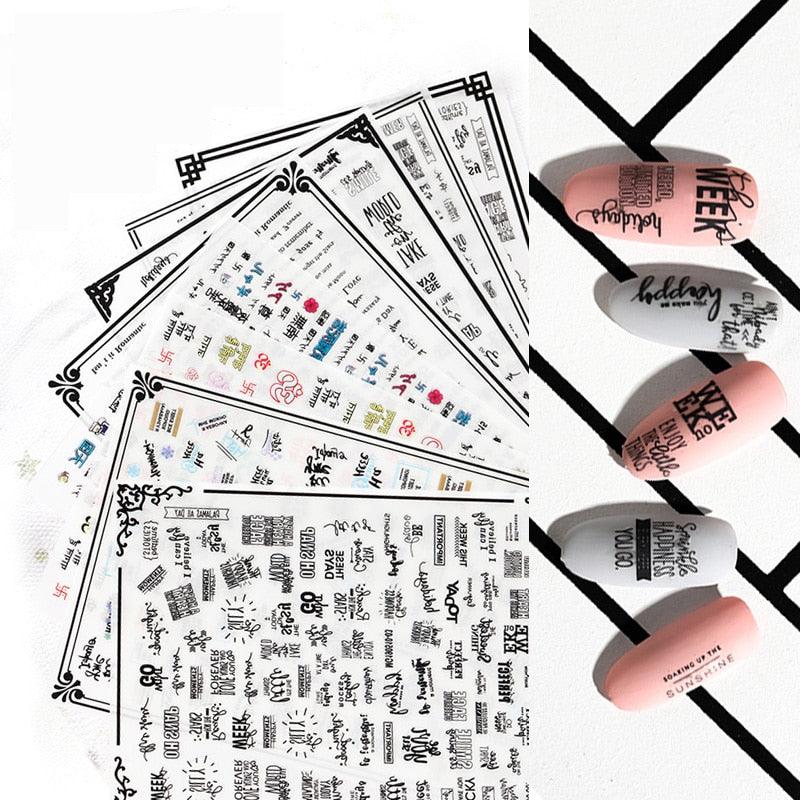 New Super Thin Self-Adhesive  Letter 3d Nail Decal Stickers Manicure Nail Art Decoration Accessories Holographic Old English Character Nail Self-Adhesive Sticker English Font Design Manicure Design Water Sliders Decorations Accessories Stevvex