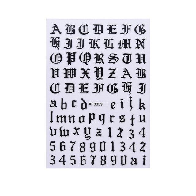 New Super Thin Self-Adhesive  Letter 3d Nail Decal Stickers Manicure Nail Art Decoration Accessories Holographic Old English Character Nail Self-Adhesive Sticker English Font Design Manicure Design Water Sliders Decorations Accessories Stevvex