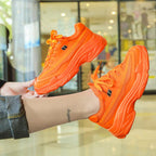 New Thick Womens Sneakers Platform Casual Fashion High-Quality Women's Thick-Soled Sports Casual Couple Shoes Summer Lace-Up Trainers Gym Yellow Lace-Up Casual Modern Sneakers Stevvex