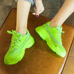 New Thick Womens Sneakers Platform Casual Fashion High-Quality Women's Thick-Soled Sports Casual Couple Shoes Summer Lace-Up Trainers Gym Yellow Lace-Up Casual Modern Sneakers Stevvex