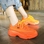 New Thick Womens Sneakers Platform Casual Fashion High-Quality Women's Thick-Soled Sports Casual Couple Shoes Summer Lace-Up Trainers Gym Yellow Lace-Up Casual Modern Sneakers Stevvex