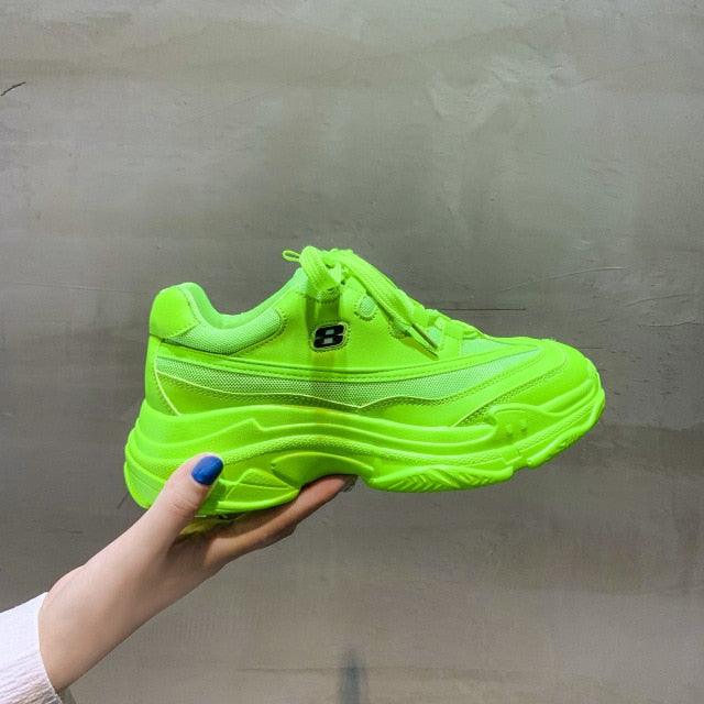 New Thick Womens Sneakers Platform Casual Fashion High-Quality Women's Thick-Soled Sports Casual Couple Shoes Summer Lace-Up Trainers Gym Yellow Lace-Up Casual Modern Sneakers Stevvex