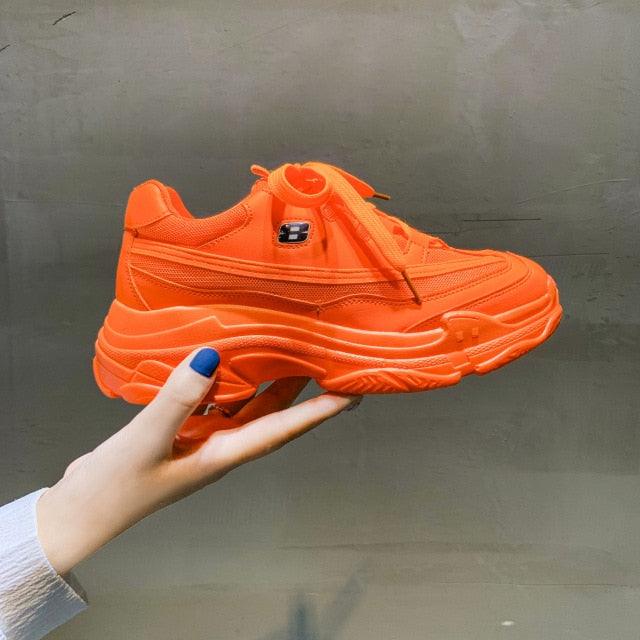 New Thick Womens Sneakers Platform Casual Fashion High-Quality Women's Thick-Soled Sports Casual Couple Shoes Summer Lace-Up Trainers Gym Yellow Lace-Up Casual Modern Sneakers Stevvex
