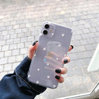 New Transparent Love Heart Phone Case For iPhone 11 12 Pro Max Shockproof Silicone Back Cover Cute Heart Pattern For Women Girls Clear Soft Flexible Durable Slim Hard Back Cases Stevvex