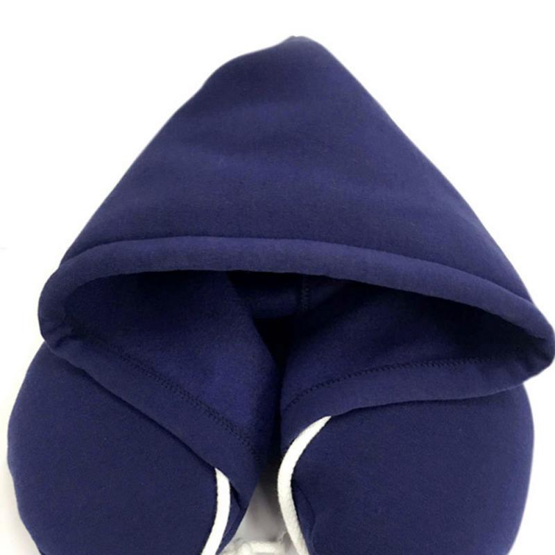 New Travel Hooded U-Shaped Pillow Cushion Car Office Airplane Head Rest Neck Neck Pillow Inflatable Travel Pillow Comfortably Supports The Head Support U-Shaped Luxury Memory Foam Neck Travel Pillow with Hoodie Neck Pillow Stevvex