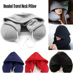 New Travel Hooded U-Shaped Pillow Cushion Car Office Airplane Head Rest Neck Neck Pillow Inflatable Travel Pillow Comfortably Supports The Head Support U-Shaped Luxury Memory Foam Neck Travel Pillow with Hoodie Neck Pillow Stevvex