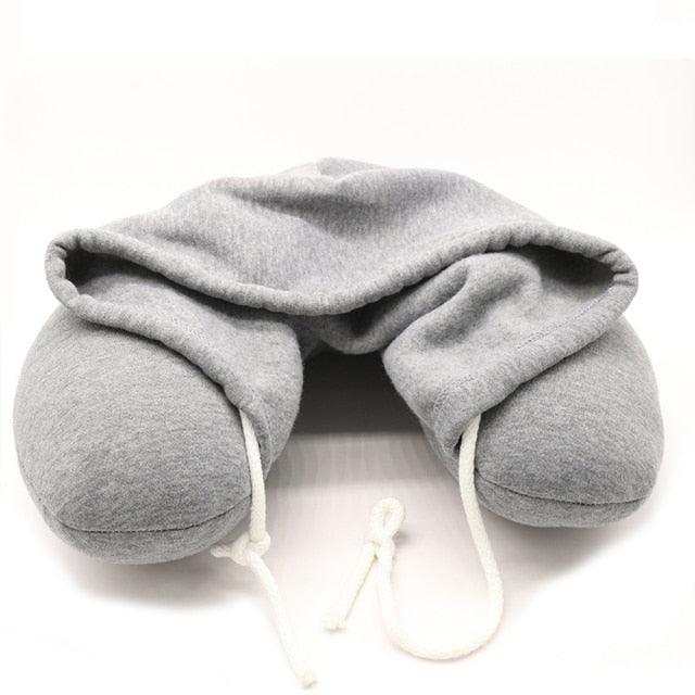 New Travel Hooded U-Shaped Pillow Cushion Car Office Airplane Head Rest Neck Neck Pillow Inflatable Travel Pillow Comfortably Supports The Head Support U-Shaped Luxury Memory Foam Neck Travel Pillow with Hoodie Neck Pillow Stevvex