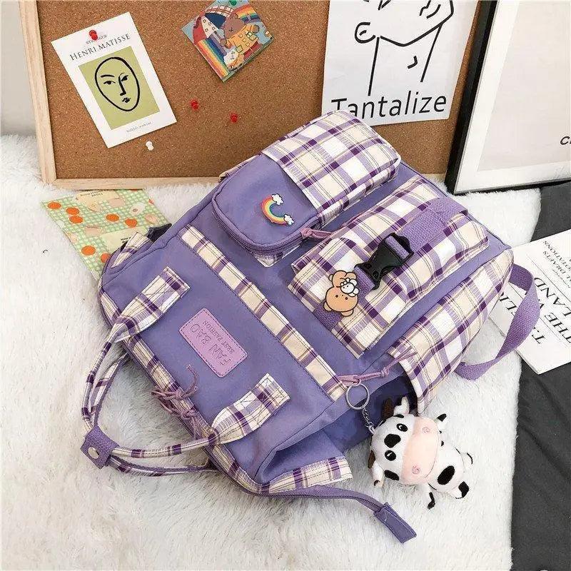 New Trendy Casual Women Purple Backpacks Fashionable Black Cow Pattern Travel Bag And School Bag for Teenager And Girls Stevvex