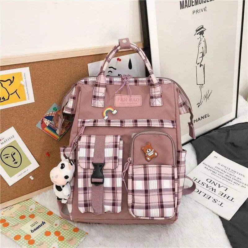 New Trendy Casual Women Purple Backpacks Fashionable Black Cow Pattern Travel Bag And School Bag for Teenager And Girls Stevvex
