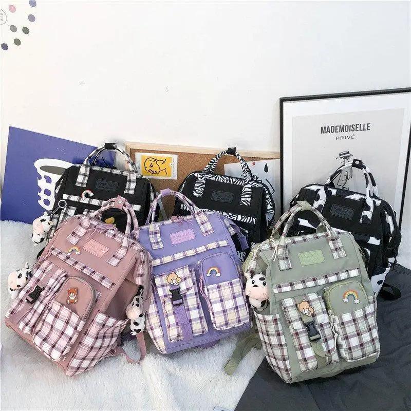 New Trendy Casual Women Purple Backpacks Fashionable Black Cow Pattern Travel Bag And School Bag for Teenager And Girls Stevvex