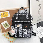 New Trendy Casual Women Purple Backpacks Fashionable Black Cow Pattern Travel Bag And School Bag for Teenager And Girls Stevvex