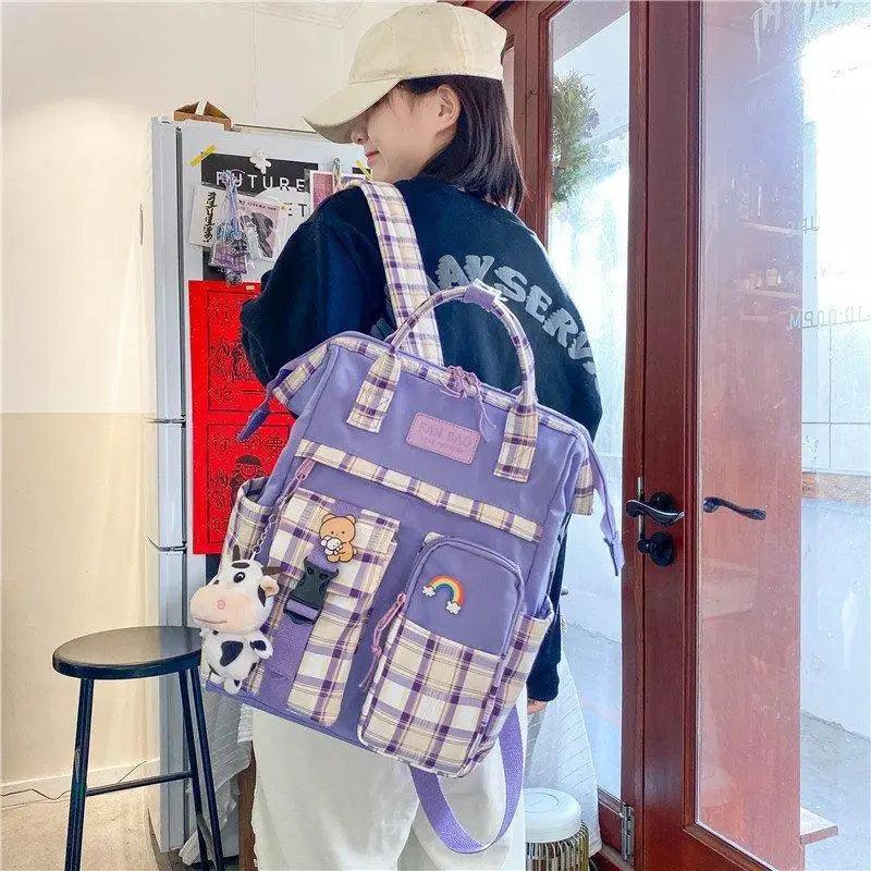 New Trendy Casual Women Purple Backpacks Fashionable Black Cow Pattern Travel Bag And School Bag for Teenager And Girls Stevvex