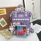 New Trendy Casual Women Purple Backpacks Fashionable Black Cow Pattern Travel Bag And School Bag for Teenager And Girls Stevvex