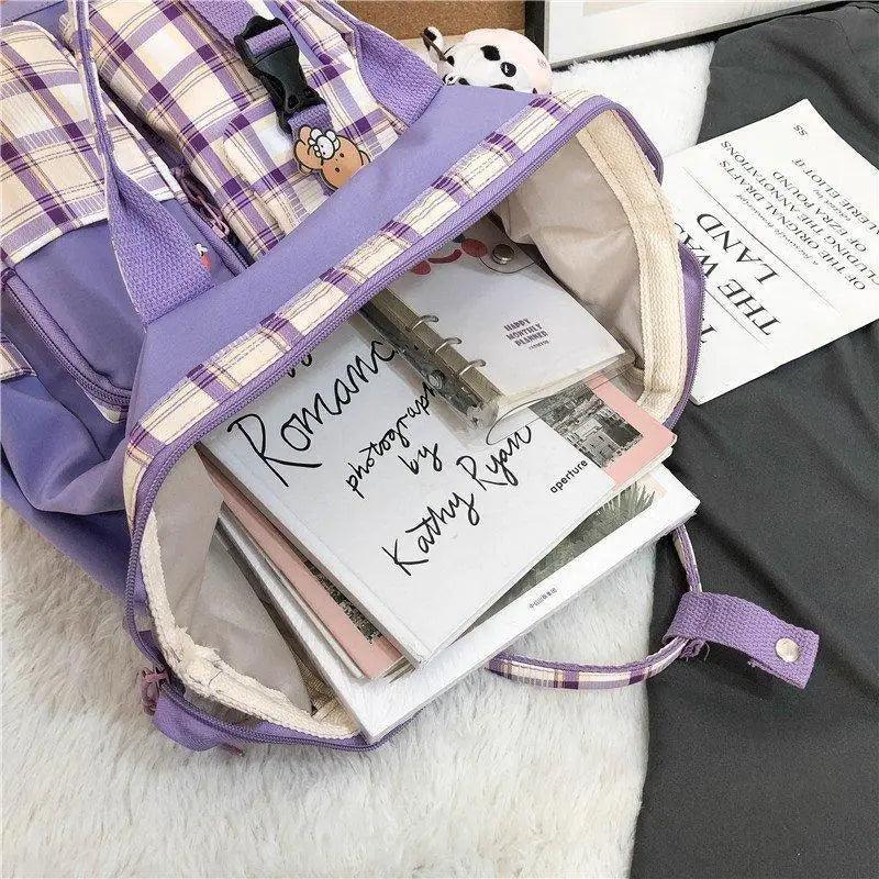 New Trendy Casual Women Purple Backpacks Fashionable Black Cow Pattern Travel Bag And School Bag for Teenager And Girls Stevvex