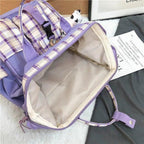 New Trendy Casual Women Purple Backpacks Fashionable Black Cow Pattern Travel Bag And School Bag for Teenager And Girls Stevvex