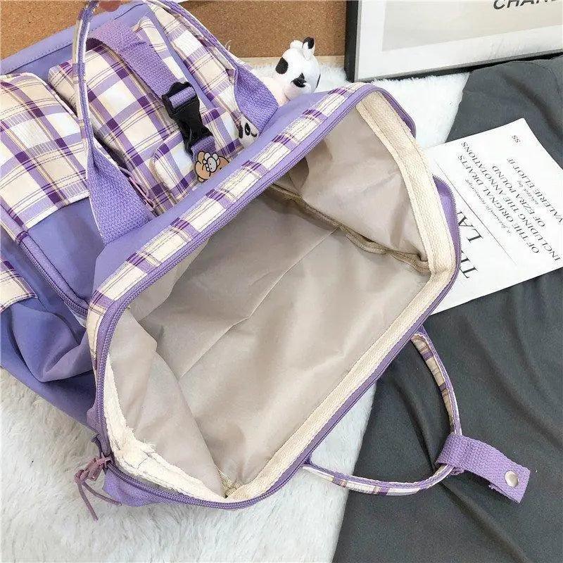 New Trendy Casual Women Purple Backpacks Fashionable Black Cow Pattern Travel Bag And School Bag for Teenager And Girls Stevvex