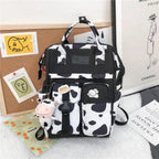 New Trendy Casual Women Purple Backpacks Fashionable Black Cow Pattern Travel Bag And School Bag for Teenager And Girls Stevvex