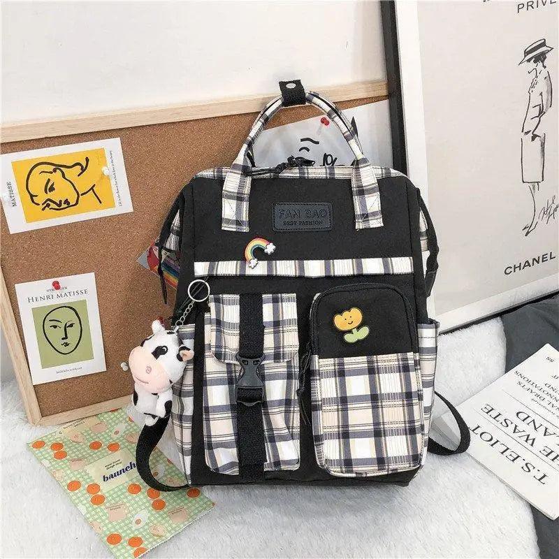 New Trendy Casual Women Purple Backpacks Fashionable Black Cow Pattern Travel Bag And School Bag for Teenager And Girls Stevvex