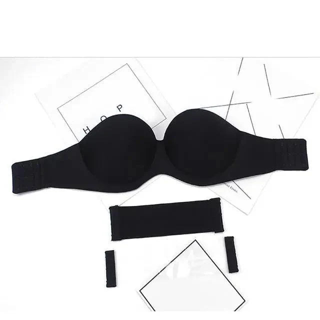 New Trendy Invisible Bras Bralette Underwear Women's Push Up Strapless Bra Wedding Brassiere Underwired Back 1/2 Cup Stevvex