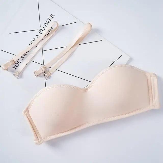 New Trendy Invisible Bras Bralette Underwear Women's Push Up Strapless Bra Wedding Brassiere Underwired Back 1/2 Cup Stevvex