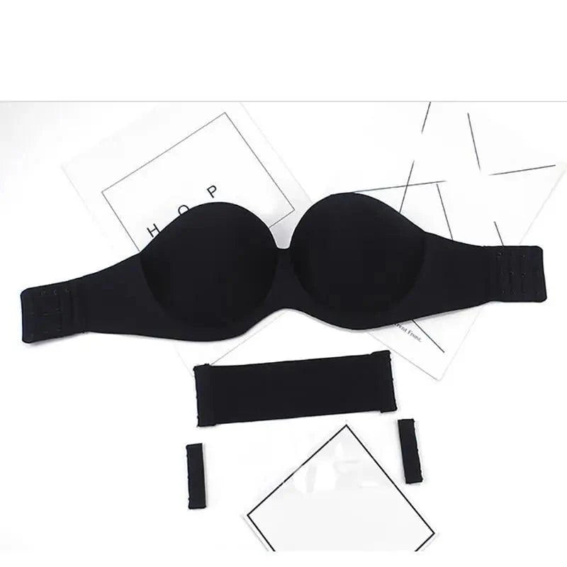 New Trendy Invisible Bras Bralette Underwear Women's Push Up Strapless Bra Wedding Brassiere Underwired Back 1/2 Cup Stevvex