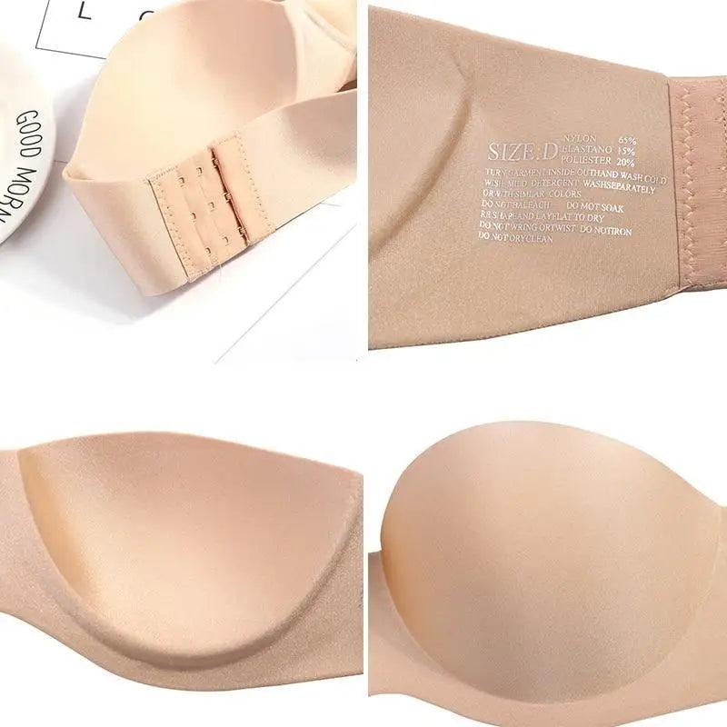 New Trendy Invisible Bras Bralette Underwear Women's Push Up Strapless Bra Wedding Brassiere Underwired Back 1/2 Cup Stevvex
