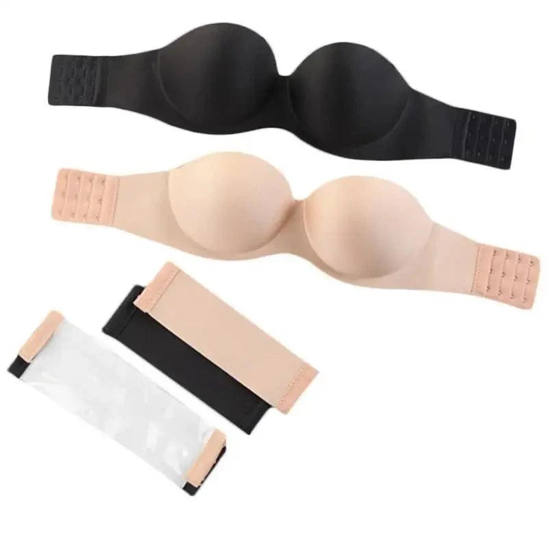 New Trendy Invisible Bras Bralette Underwear Women's Push Up Strapless Bra Wedding Brassiere Underwired Back 1/2 Cup Stevvex