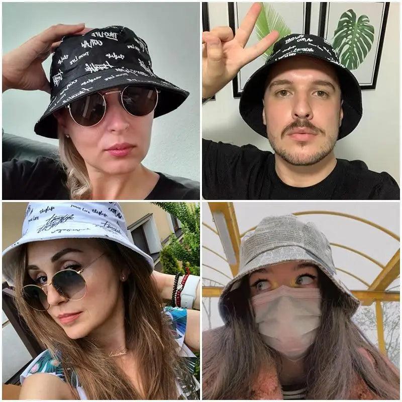 New Trendy Summer Bucket Hats For Women Men's Panama Hat Double-sided Panama Sun Fishing Hat Fisherman Cap for Boys/Girls Stevvex