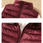 New Trendy Ultra Light Women's Duck Down Vest Jacket Autumn/Winter High collar Sleeveless Coat For Girls Stevvex