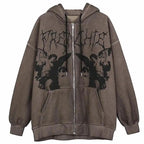 New Trendy Vintage Hip Hop Streetwear Women Hoodies Angel Dark Print Zipper Jacket Coat Hooded Top Clothes Men Women Punk Outwear Stevvex