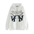 New Trendy Vintage Hip Hop Streetwear Women Hoodies Angel Dark Print Zipper Jacket Coat Hooded Top Clothes Men Women Punk Outwear Stevvex